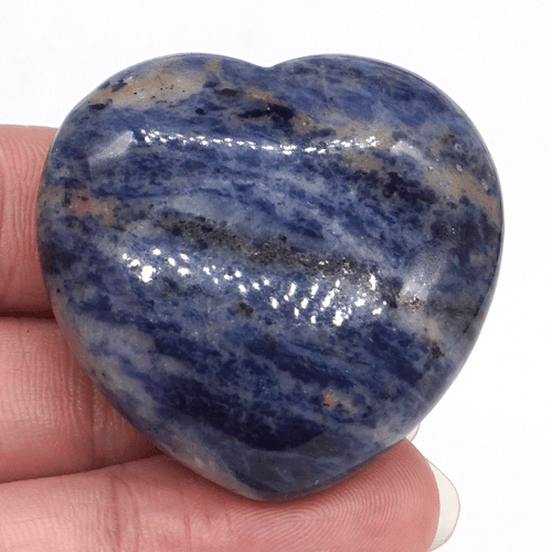 1.6" Heart Palm Stone Natural Gemstone Blue Sodalite Crystal Carved Love Gift
