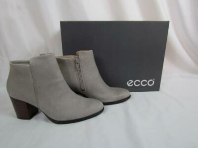 NIB Ecco Sleek Clean Light Gray Suede Side Zipper Ankle Boot EU 35 US ~5