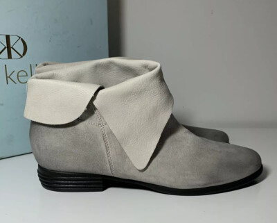 DEE KELLER Elsy Ankle Flap Boots shoes Gray Suede Size 36.5 BNIB US Size 6