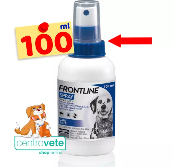 Frontline SPRAY CANI e GATTI 100 ml ⇢ Antiparassitario Spray contro Pulci  Zecche