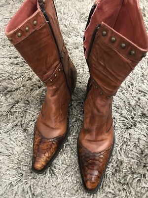 Jo Ghost Ankle Boot- Brown Snakeskin Heels and Toes- Size EUR 36