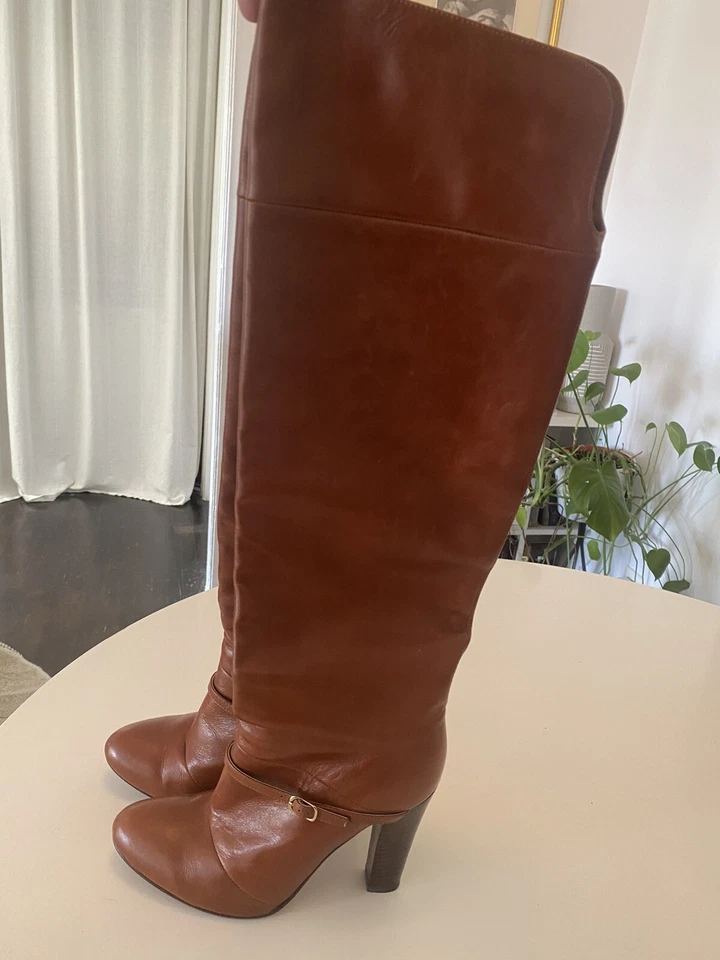 Botas de montar Candela  NYC coñac hasta la rodilla de cuero para mujer Foto 3 de 4