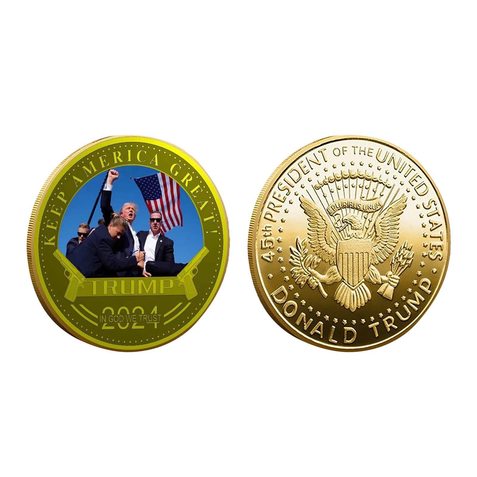 Fight Shooting 2024 President Donald Trump Assassination Commemorative Coin Gold