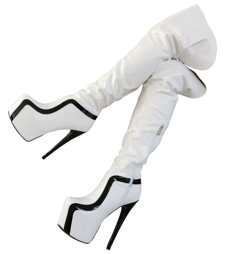 Womens Zip Thigh High Over Knee Boots Round Toe Stiletto High Heels Shoes Show - Picture 5 of 5