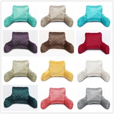 Velvet Backrest Pillow with Arms Soft Plush Reading Support Cushion for Bed