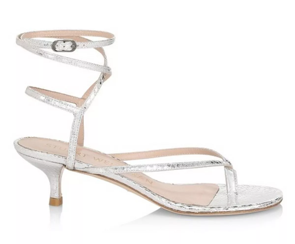 New Stuart Weitzman Jimena 50 Strappy Sandal Silver 7B MSRP