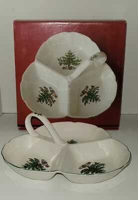 Nikko Christmastime Happy Holidays Three Section Divided Serving Tray Handle