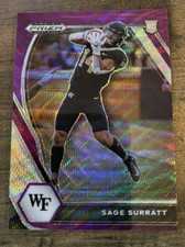 2021 Panini Prizm Draft Picks Football Sage Surratt Purple Wave SP Rookie Card