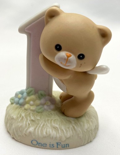 1986 Enesco BUBBA GROWING UP Age 1 One Is Fun Angel Bear Cake Topper 2.5” Tall - Picture 8 of 8
