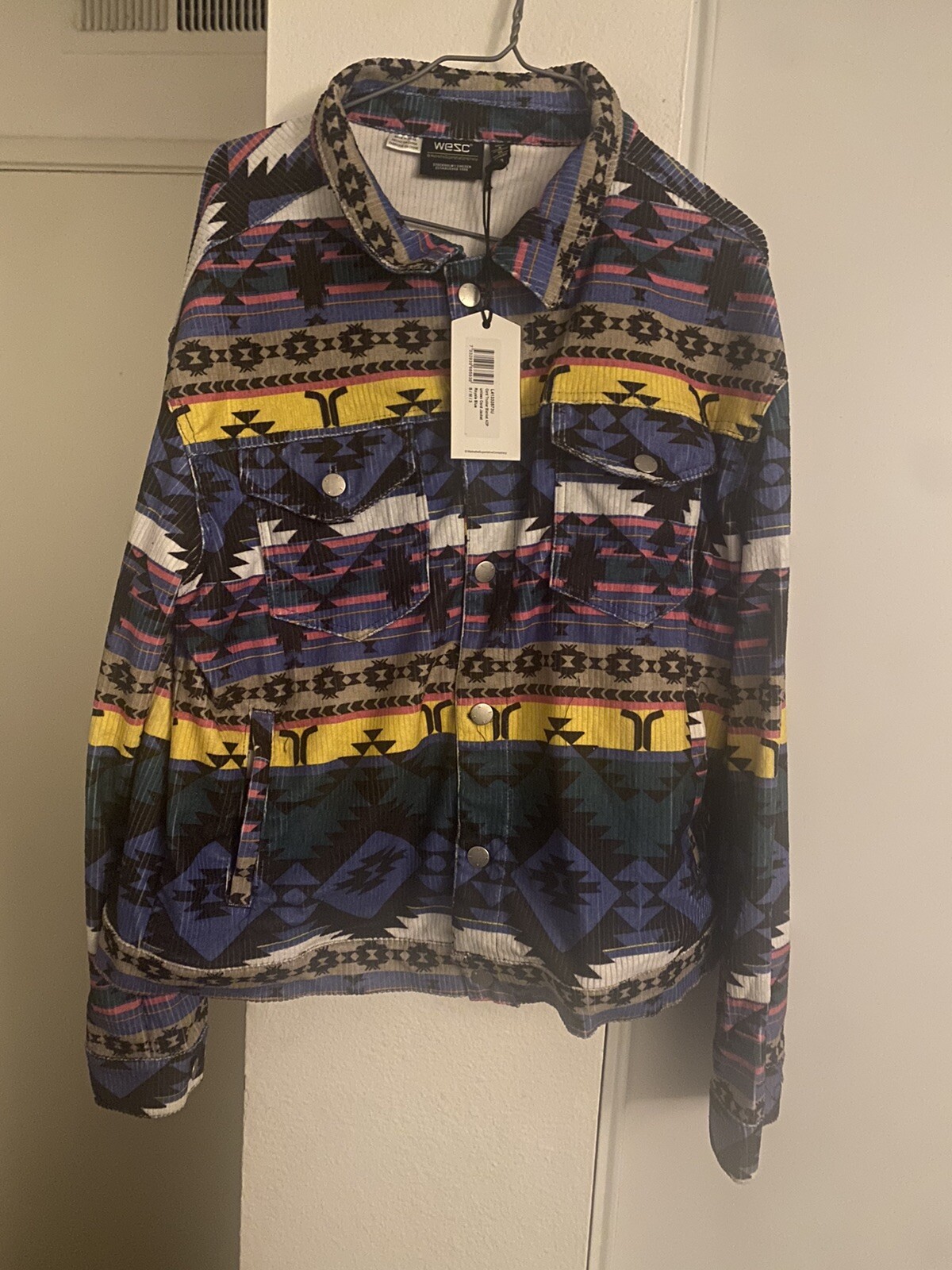 WESC Unisex Cord Jacket Trucker Blanket AOP Size Mens S / Women’s M