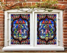 3D Angel 1858NAO Window Film Print Sticker Cling Stained Glass UV Block Fa