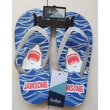Boys Blue  Gray Jawsome Chatties Flip Flops Size 11/12