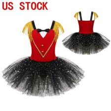 Girls Circus Ringmaster Costume Dress Cosplay Outfits Halloween Dance Dress