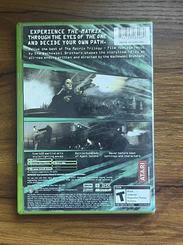 The Matrix Path of Neo Xbox CIB (Microsoft Xbox, 2005) + Manual NEW *SEALED*MINT - Image 3 of 3