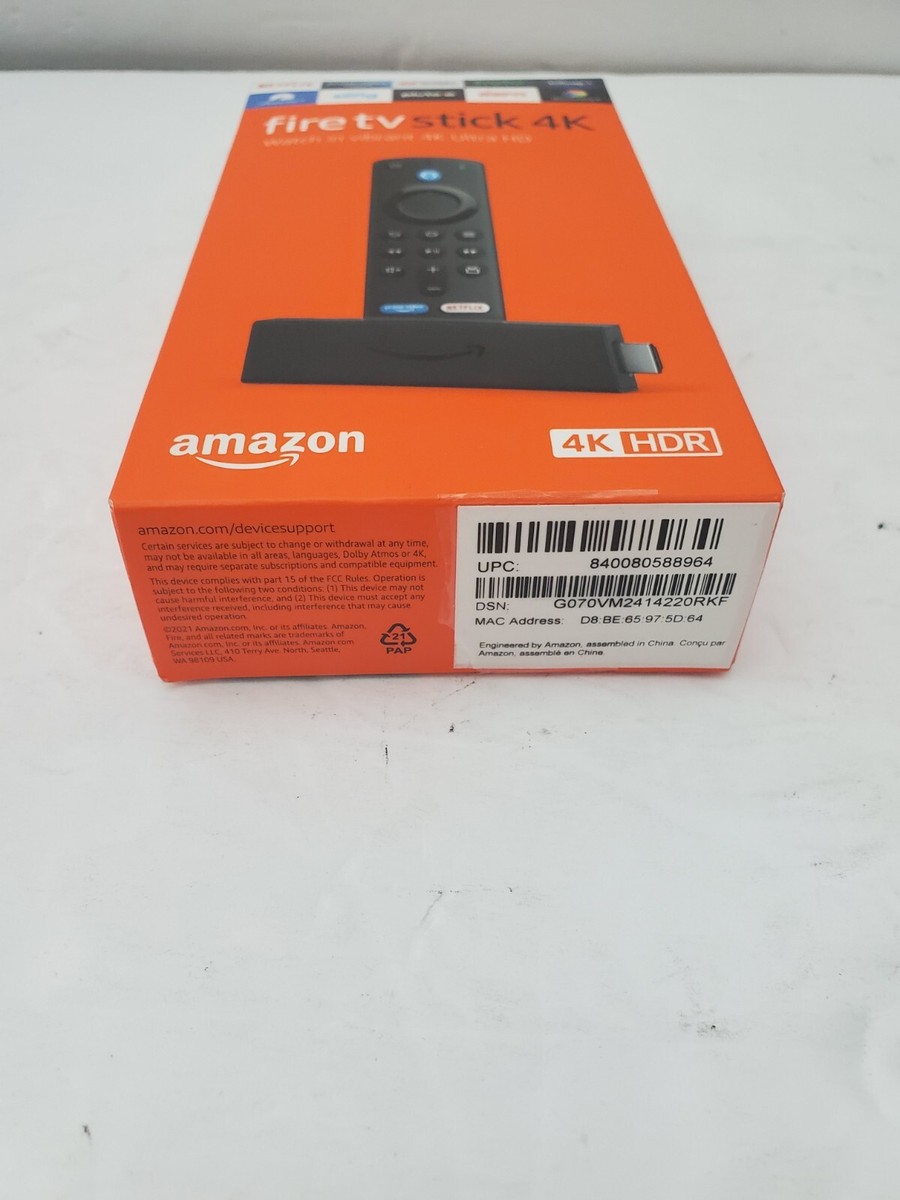 NIB Amazon Fire8964 TV Stick 4K Streaming w/Alexa Voice