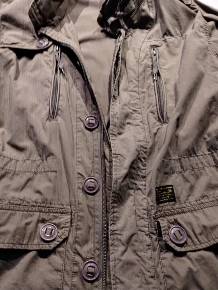 Chaqueta utilitaria Obey Propaganda talla XL marrón capucha oculta cordón manga larga Foto 2 de 4