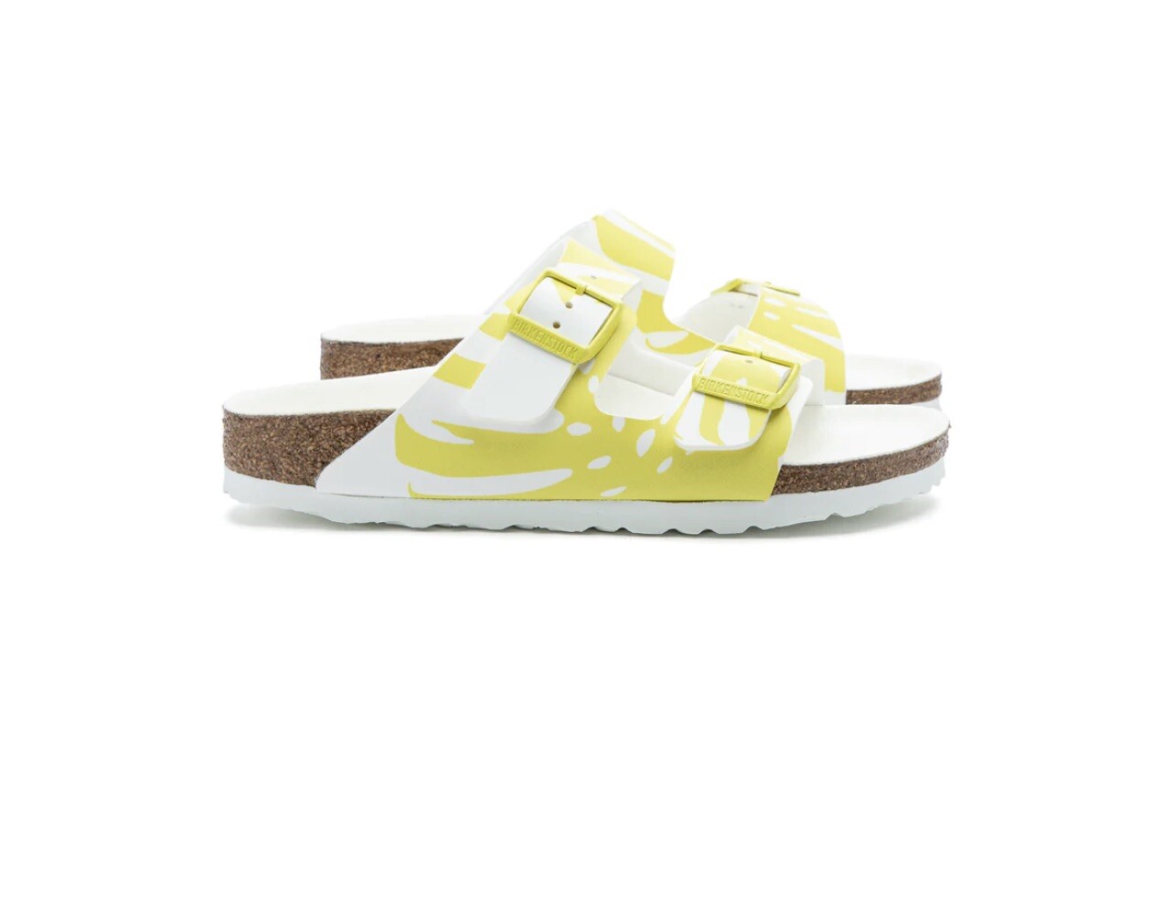 NEW WOMENS SIZE 6 BIRKENSTOCK ARIZONA BF MONSTERA WHITE/LIME SOUR NARROW FIT image 3