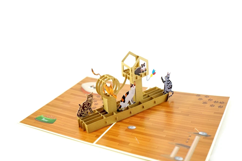 Tarjeta de Felicitación 3D Gato Pop Up Flor Mariposa Cumpleaños Mamá Madre Gracias Foto 3 de 4