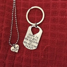 Art Attack Daddy's Girl Daughter Father Stole My Heart Necklace Keychain Combo