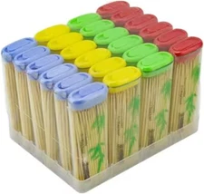 KAV Disposable Bamboo Cocktail Toothpicks 24 Boxes ~ 2000 Sticks Lighter Shape