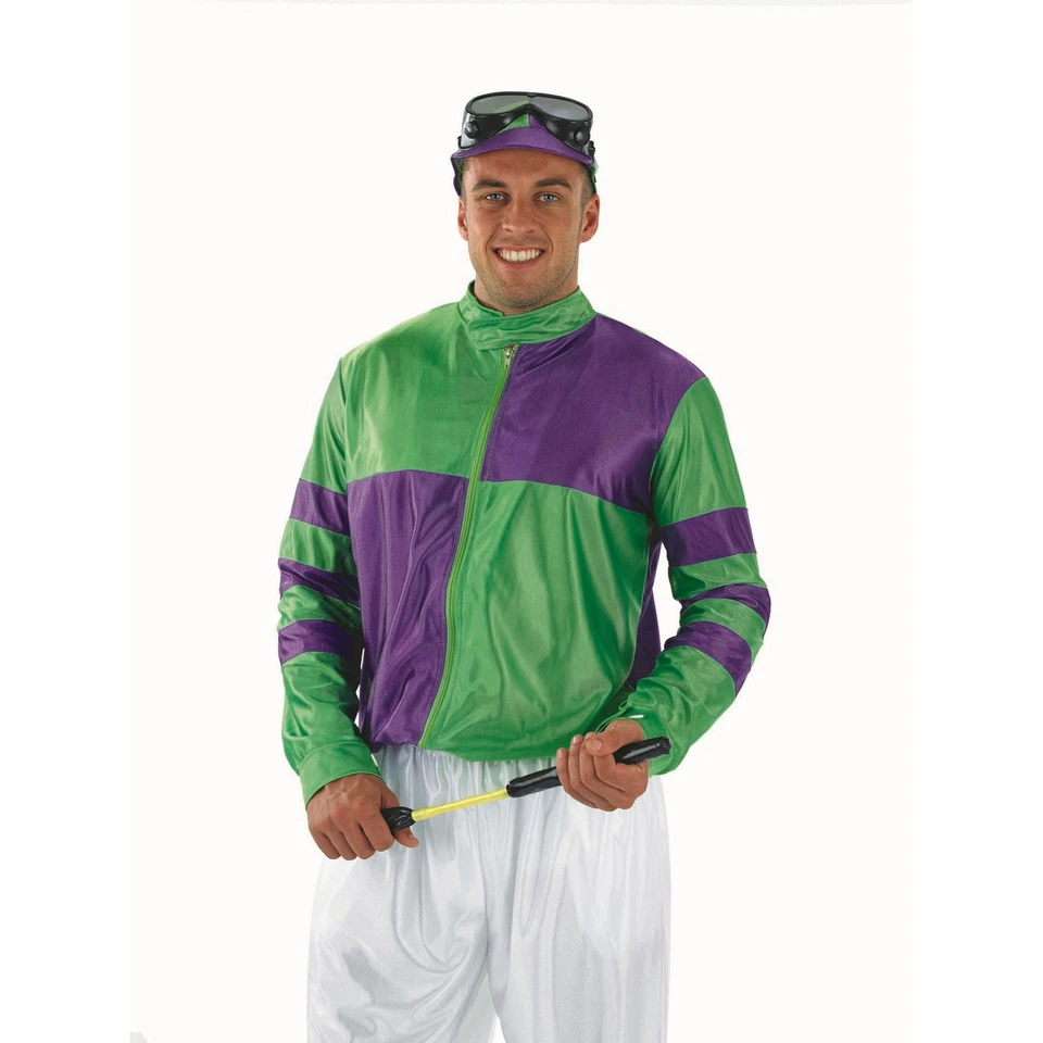 Disfraz de jinete verde y púrpura para hombre adulto carreras de caballos uniforme S - XL Foto 2 de 4