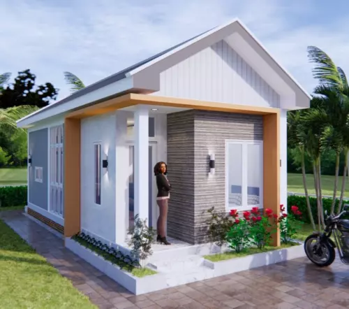 13x30 Small House Plans 4x9 Meter 2 Bed 1 Bath Gable Roof PDF & (A4 Hard Copy)