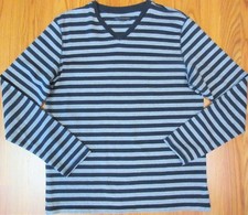 BANANA REPUBLIC Mens 100 COTTON LIGHTWEIGHT V-NECK SWEATER GRAY  NAVY Sz M