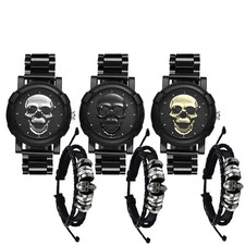 Punk Skull Men Watch Waterproof Sports Gothic Analog Quartz Wristwatch Bracelet