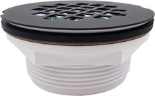 Westbrass 2 in. No-Caulk PVC Compression Shower Drain with 4-1/4 in. Round Grid