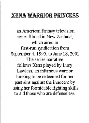 Xena Warrior Princess TV Series Custom Card - Picture 2 of 4