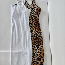 Y2K Tank Top Dress Large Duo Set Bodycon Straps Festival Streetwear Minimalist