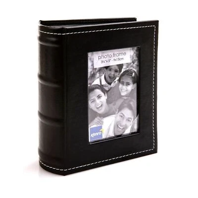 Kenro Black Leather Look Small Photo Album for 80 Photos 6x4 Inch