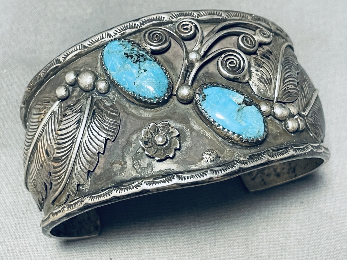 Opulent Vintage Native American Jewelry Navajo Turquoise Leaf Sterling Silver Squash Blossom Necklace Opulent Vintage Native American Jewelry Navajo Turquoise Leaf Sterling Silver Squash Blossom Necklace