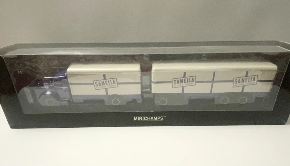 1/43 Bussing 8000 S13 Kofferzug "Sanella" truck & trailer LE 504 Minichamps - Image 2 of 4