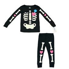 Carters Halloween Baby Infant Girls Skeleton Pajama Set Size 12-24 Months Black