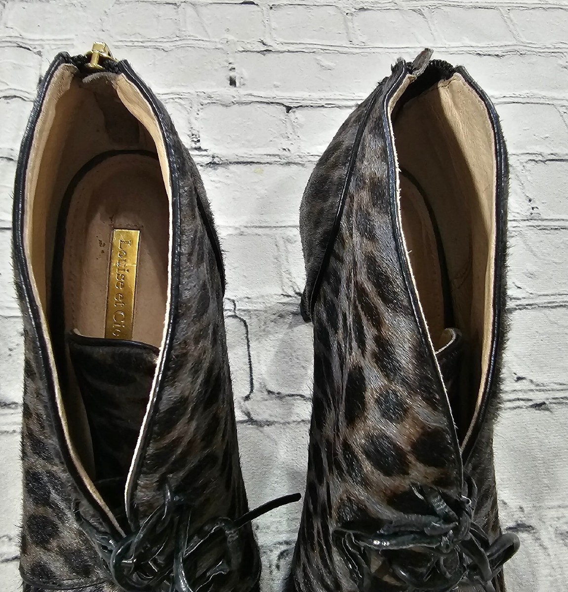 Louise et Cie Brown Chukka Boots Louise et Cie Shoes Heel Bootie Chukka Open Toe Animal Print  main image 4
