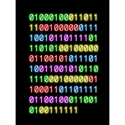 Binary Do You Even Code Neon Geek Nerd Humor Zitat XL Wandbild Leinwandbild