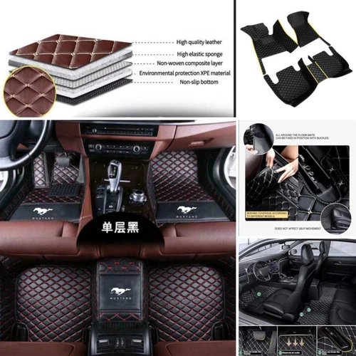 For Ford Mustang Coupe/Convertible Car Floor Mats & Trunk Mat Waterproof Carpets - Picture 9 of 52