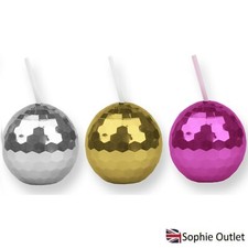 Disco Ball Reusable Tumbler & Straw Drinking Cocktail Hen Party Cups Glasses UK