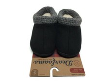 Dearfoam Womens Memory Foam Clog Slipper Microsuede Black Gray Size S 5-6 - New