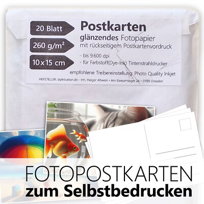 20 Blatt Blanko-Postkarten Fotopapier 10,3 x 15,3 cm 260 g/m² (xtra stabil)