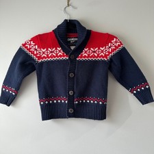 OshKosh B'gosh Kids Navy Red Snowflake Fair Isle Cardigan Sweater 3T