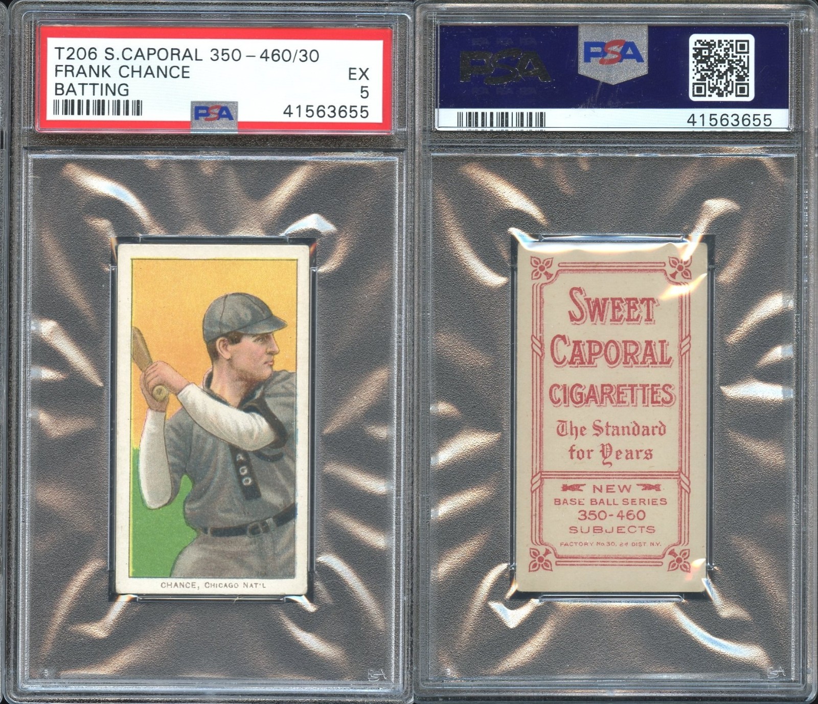 T206 Frank Chance Batting HOF ~~ PSA 5 ~~ Sweet Caporal 460/30 back *CUBS*