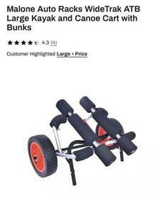 Malone Auto Racks WideTrak ATB Large Kayak and Canoe Cart with Bunks, New