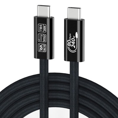 80Gbps 10 ft Cable Compatible With Thunderbolt 5 240W 16K/Dual 8K Mac Monitor