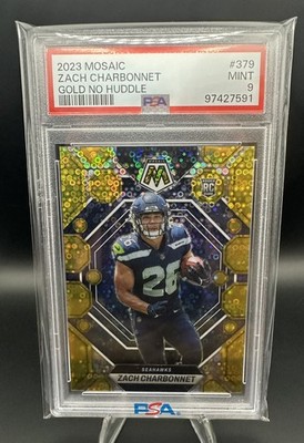Zach Charbonnet 2023 Mosaic RC Rainbow Lot SSP Gold /10 Genesis Honeycomb PSA 9