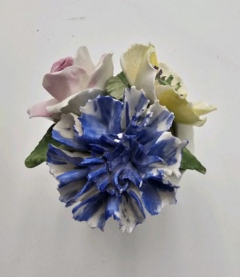 Radnor Bone China Staffordshire England Mini Floral Bouquet Vase Blue Carnation