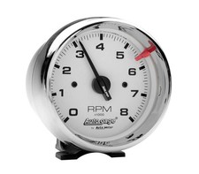 Auto Meter 3-34in White Face Tach- Chrome Cup Auto Meter 3-34in White Face Tach- Chrome Cup