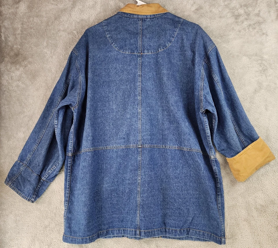 Field Gear Jacket Womens Medium Blue Denim Chore Barn Coat Hong Kong 80s Vintage - Image 2 of 4