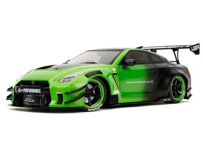 NISSAN GT-R (R35) LIBERTY WALK 2.0 RHD GREEN & BLACK 1/18 DIECAST